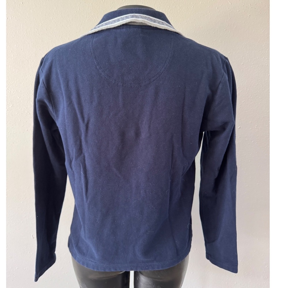 Hugo Boss Mens Polo Shirt Sz M Navy Blue Modern Fit Long Sleeve Preppy Old Money - Picture 2 of 5